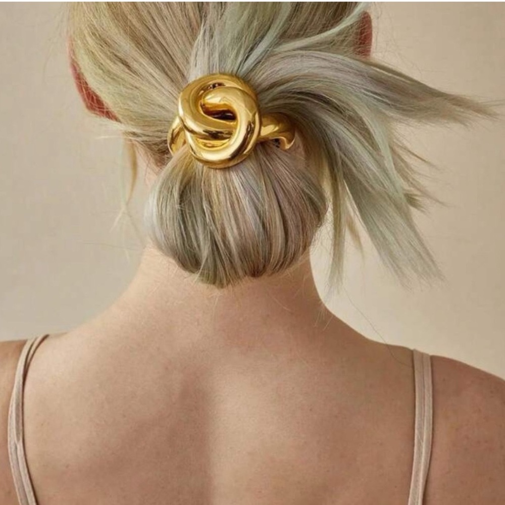 GOLD OR SILVER Metal Geometric Hair Tie/Ponytail Holder - Picture 3 of 10